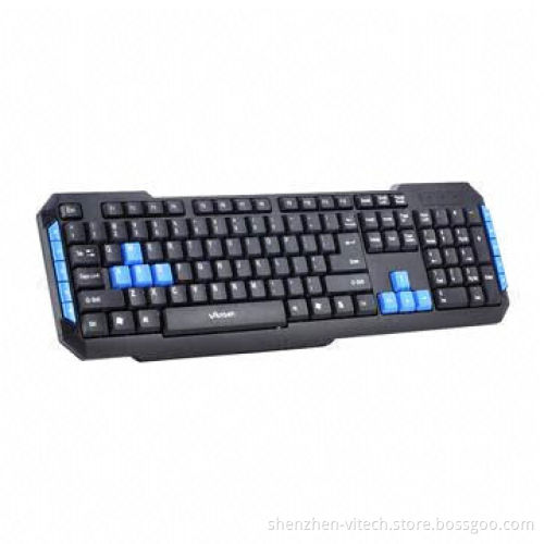 Wired USB or PS/2 Multimedia Keyboard with 10 Hot Keys on the Side and Water-resistant Keypad